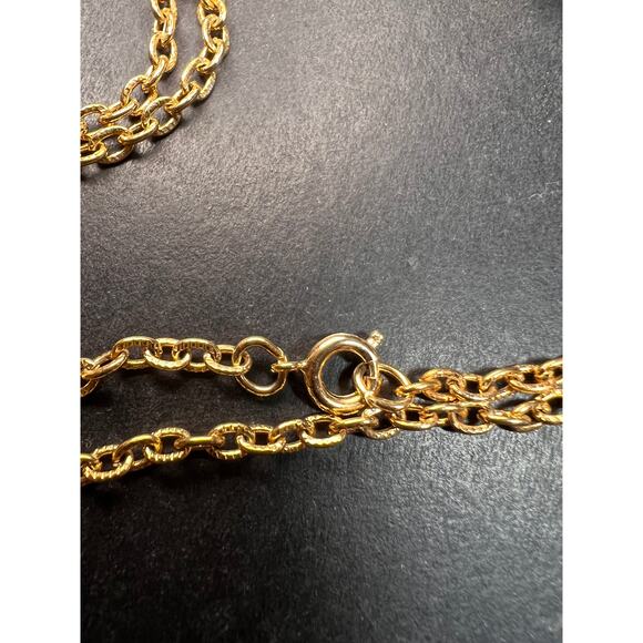 Vintage Sarah Coventry Fish Pendant Necklace 24” Gold Tone Lucite Pearl - Picture 5 of 11